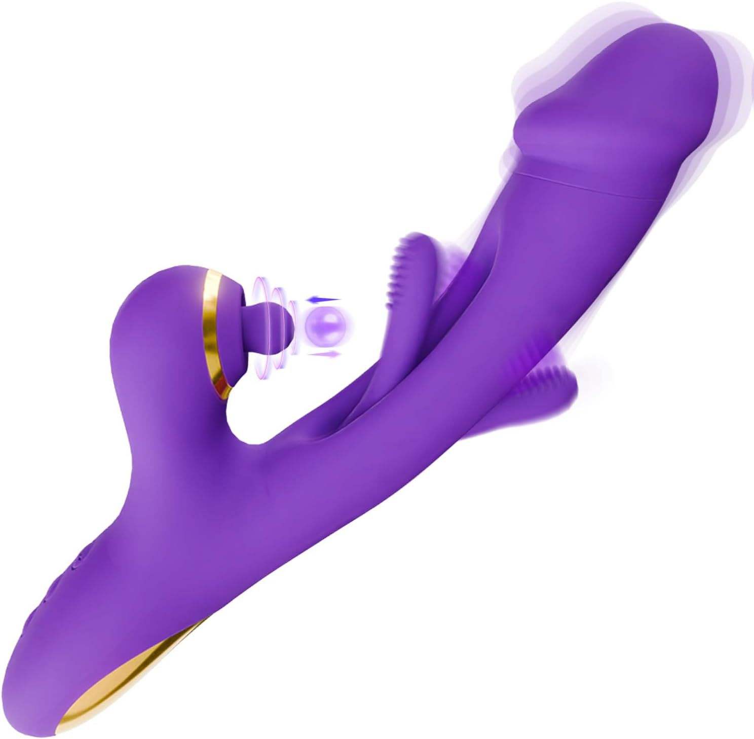 Percussa purple rabbit vibrator showing tapping movement and external stimulation mechanism