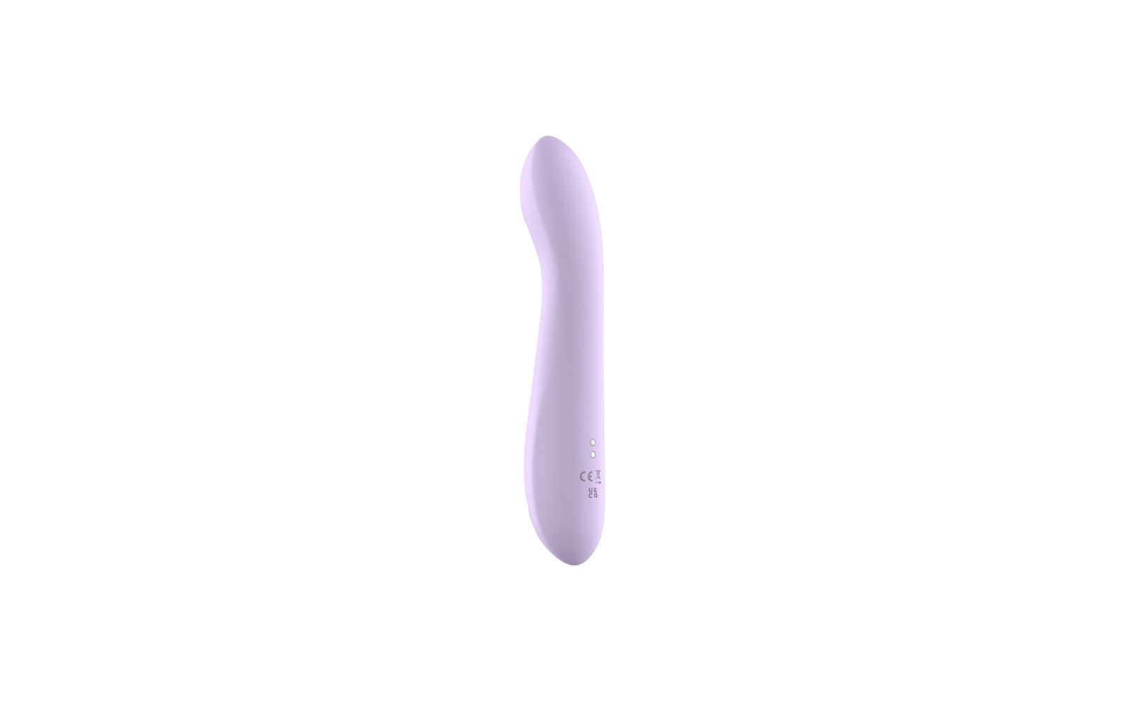 Sway purple G-spot vibrator side view showing curved tip and charging contacts