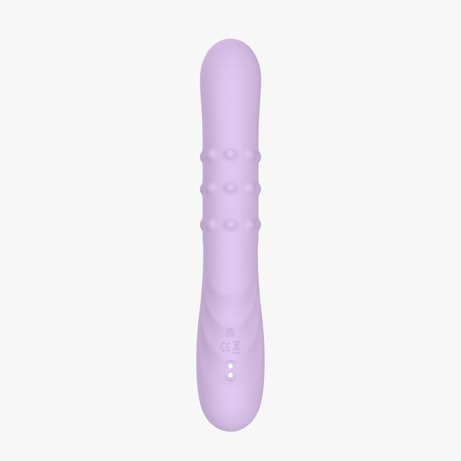 Textura lavender rabbit vibrator back view showing charging contacts