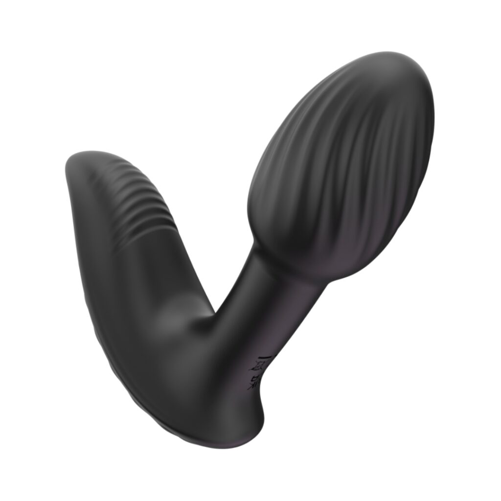 Side view of Vesper black textured dual-stimulation vibrator